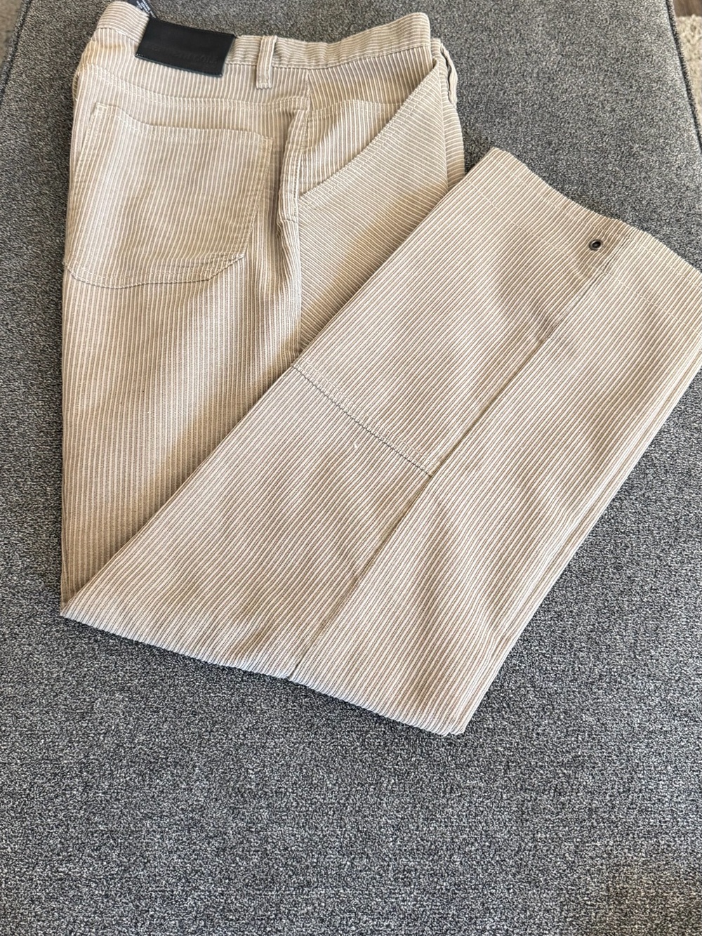 Kenneth Cole New York Light Beige Striped Corduroy Pants